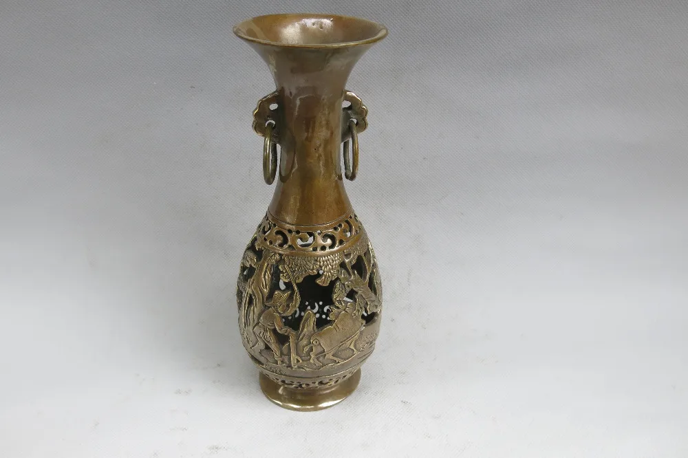 Редкая старая Медная Ваза QingDynasty(QianLong:1721-1786) буколик лучшая коллекция и украшение
