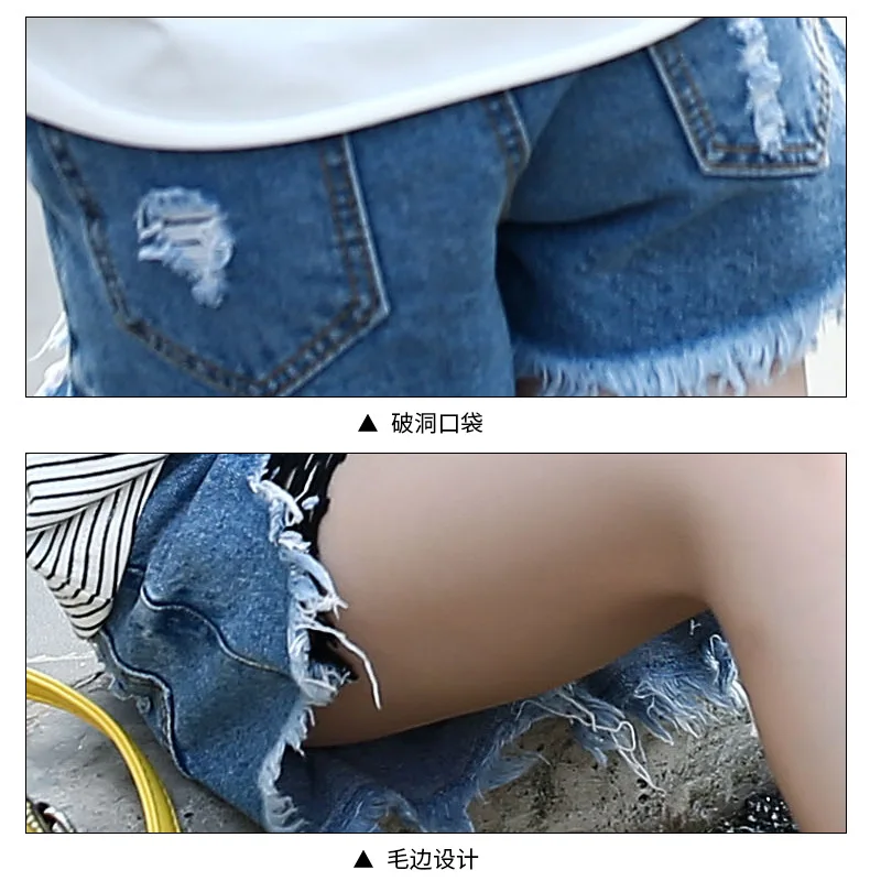 Джинсовые шорты для девочек летние детские джинсы брюки детские короткие брюки детские прямые брюки девушки горячие ажурные Брюки