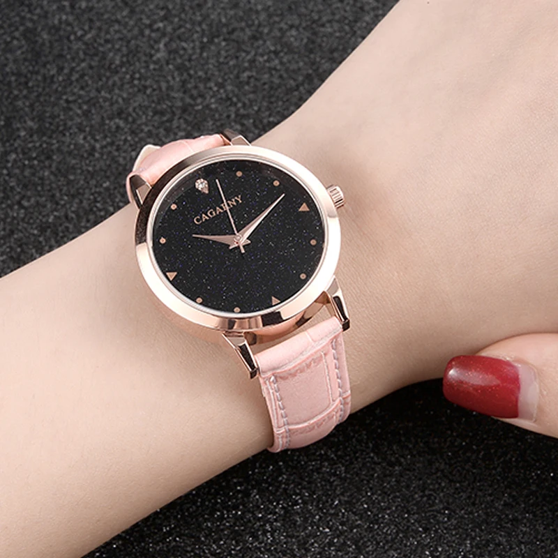 luxury brand cagarny quartz watch for women blue sky dials creative casual ladies watches rose gold case drop shipping (49)