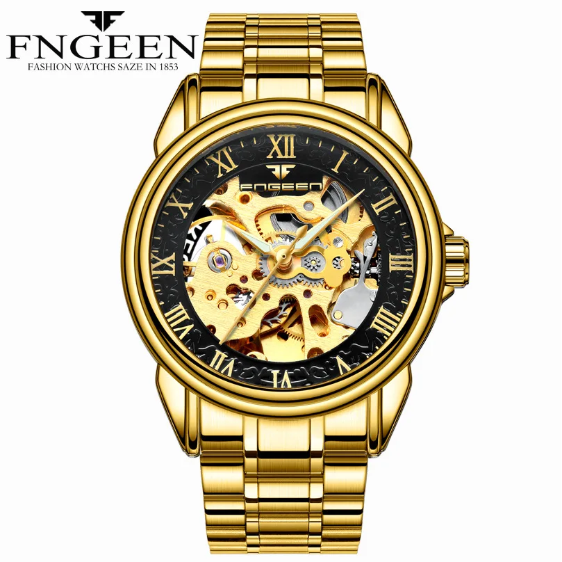 Blu-ray Hollow-out Mechanical Watch  New Fashion Business Automatic Machinery Watch Mechanics Pointer Couple Watches ZF9793