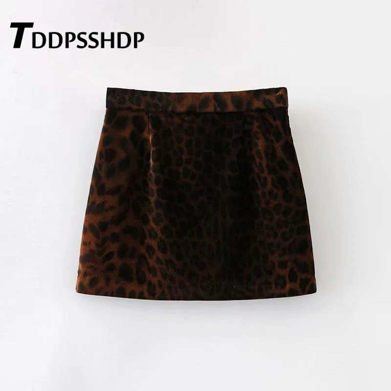 Бархатная мягкая женская юбка с леопардовым принтом новая популярная модная линия Мини женские юбки - Цвет: picture