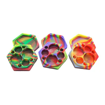 

110ml Hexagon Multi compartment Silicone Concentrate Container Non stick Large Lego Style Wax Cream Jar Dab Slick oil jars