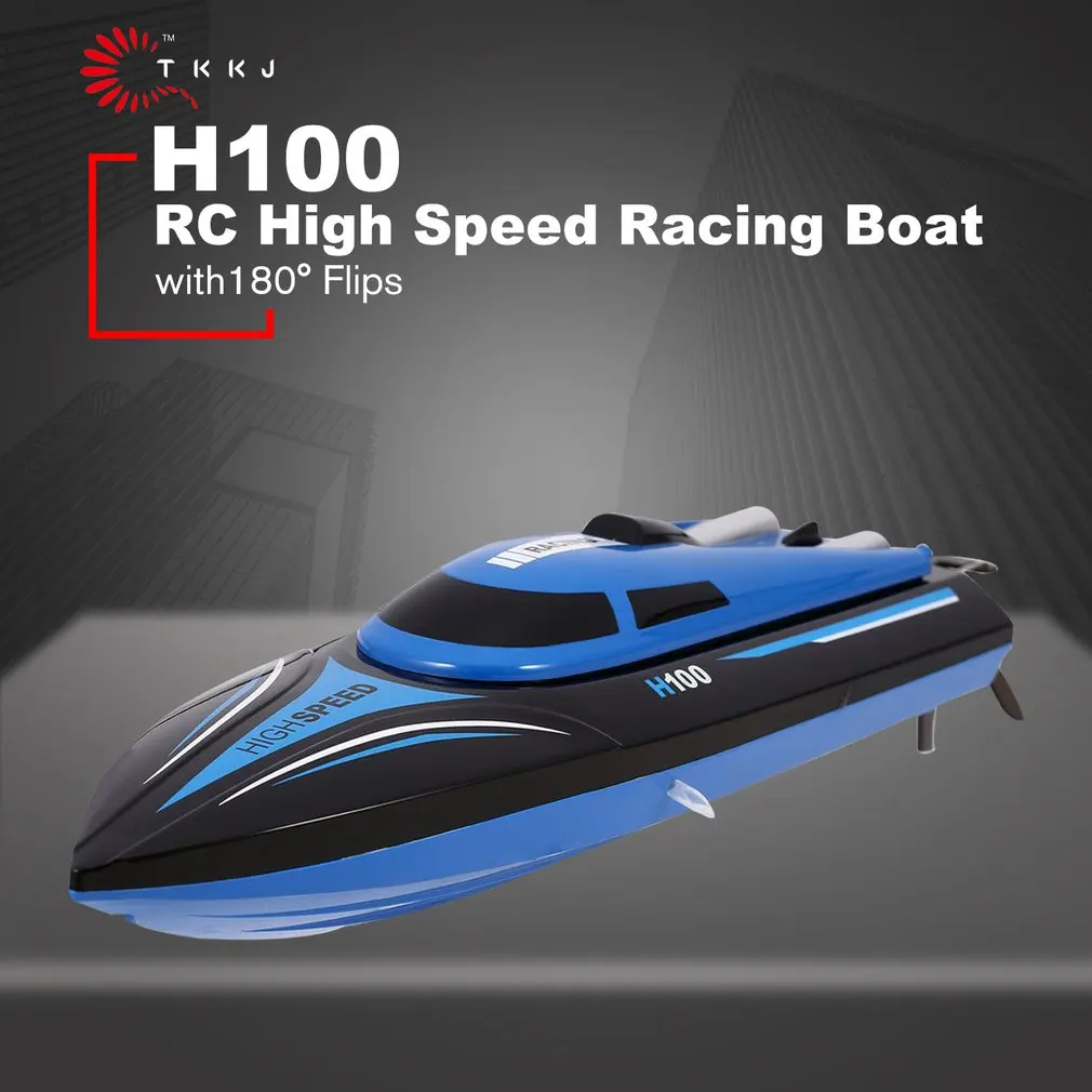 TKKJ H100 RC Boat High Speed Racing 20km/h Remote Control Boat 180' Flip with LCD Screen as Gift for Children Toy RC Racing Boat