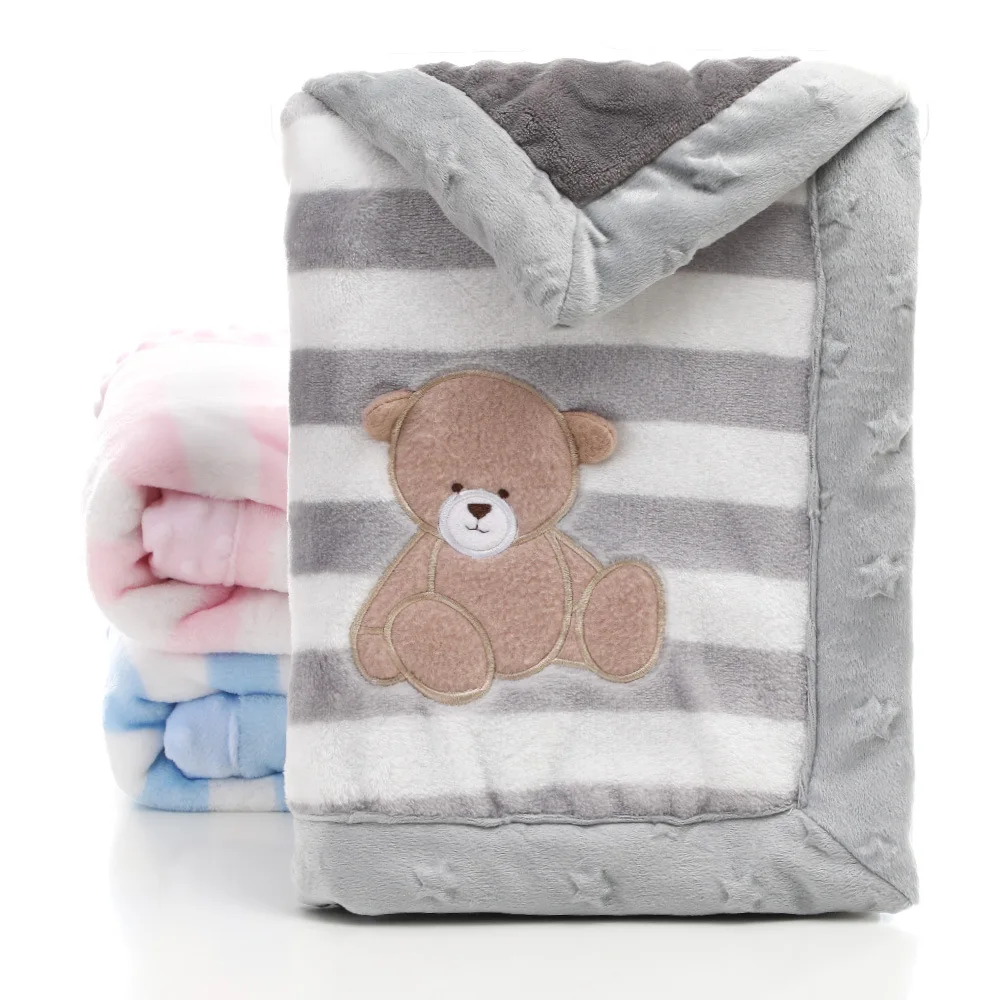 

Flannel Baby Blankets Newborn Infant Bebe Double Layer Swaddle Wrap Envelope Stroller Cartoon Blanket Bebek Battaniye Bedding