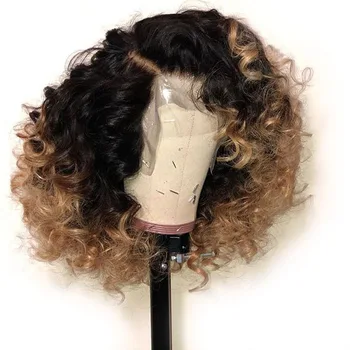 

Short Ombre Blonde 360 Lace Frontal Wig Water Wave Pixie Cut Human Hair Wig Colored Brazilian Remy Hair Wig For Black Women