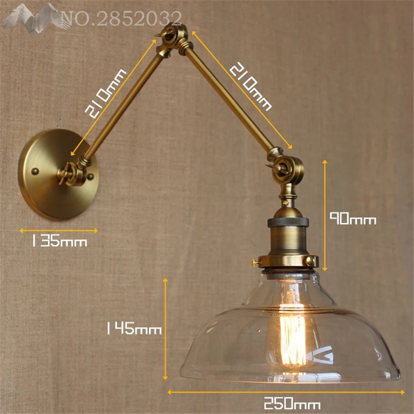 Настенный светильник винтажный регулируемый металлический|light sconce|wall lights glassloft