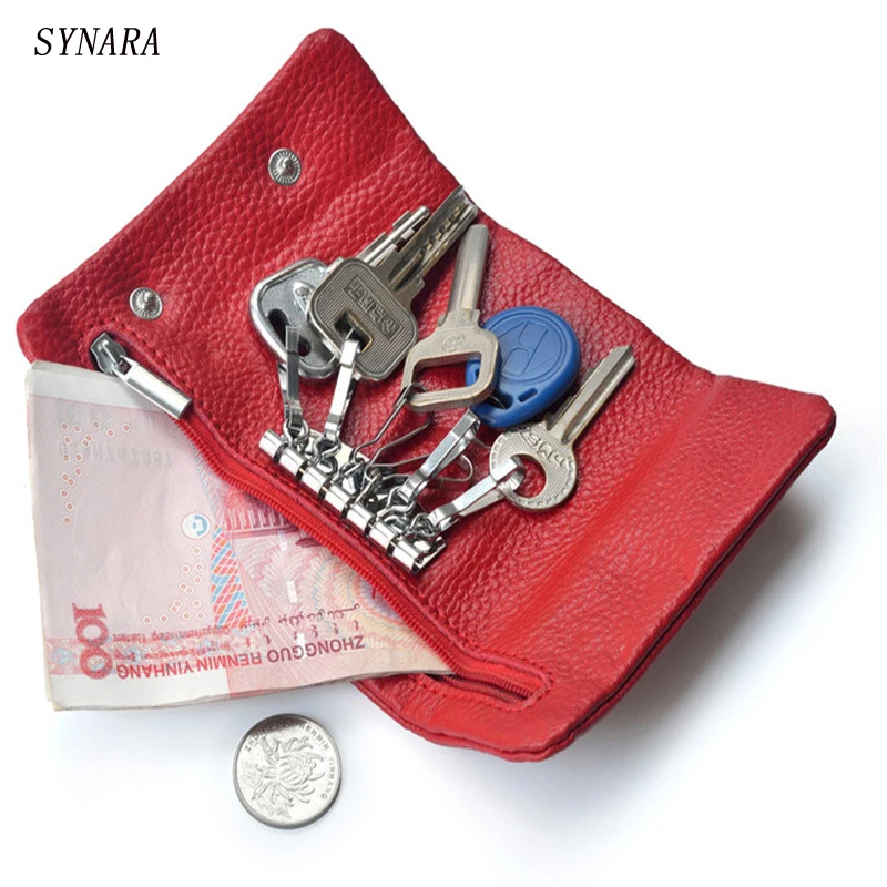 Красный новый дизайн модный унисекс держатель для ключей из натуральной яловой