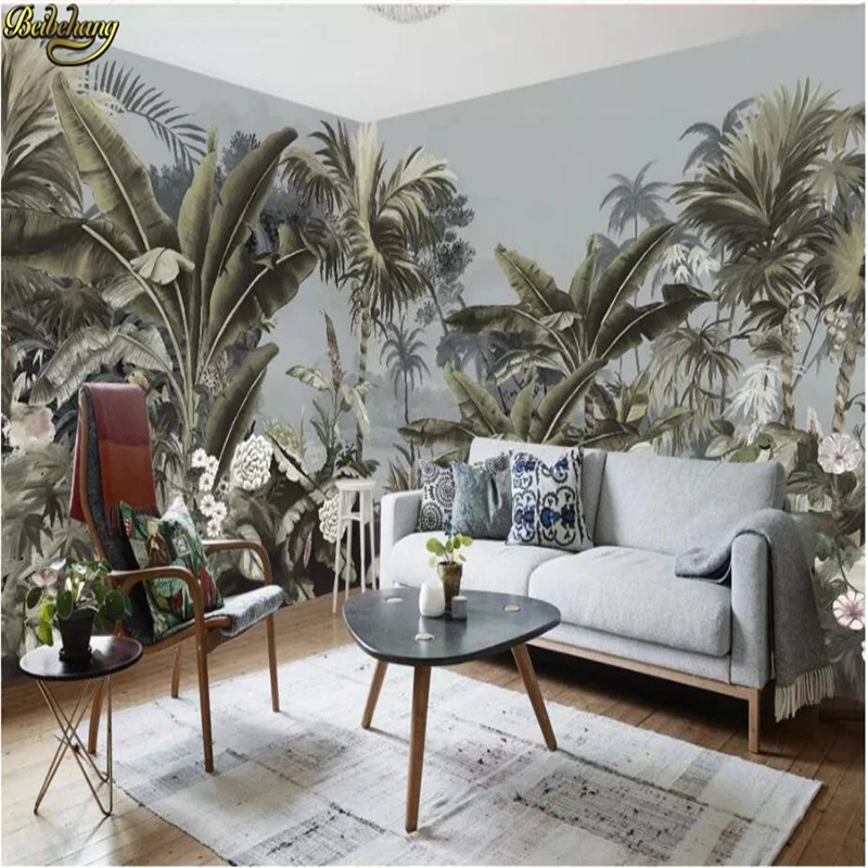 Beibehang Европейский ретро Винтаж средневековый тропический лес обои для гостиной украшения ТВ фон Фотообои