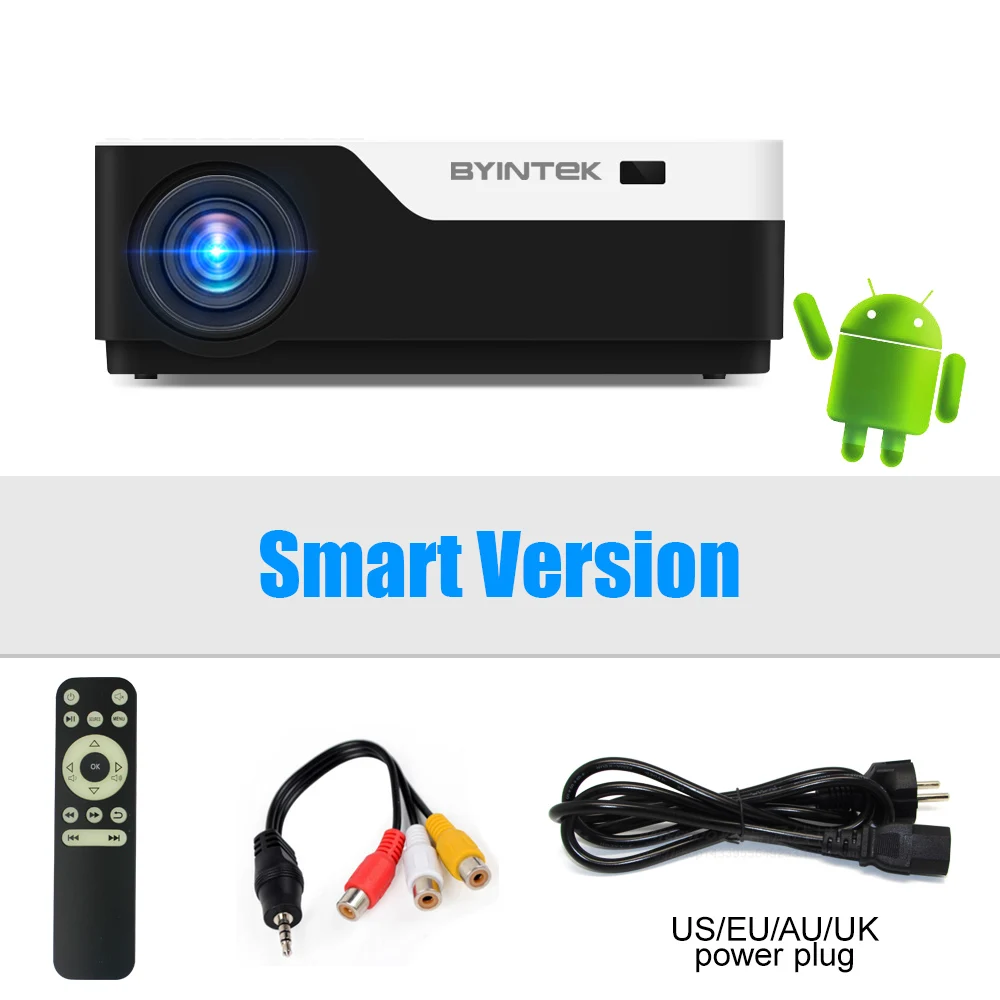 BYINTEK MOON K11 Smart Android Wifi 200 дюймов 1920x1080 1080P FULL HD светодиодный видеопроектор с HD USB для домашнего кинотеатра - Цвет: Smart Version