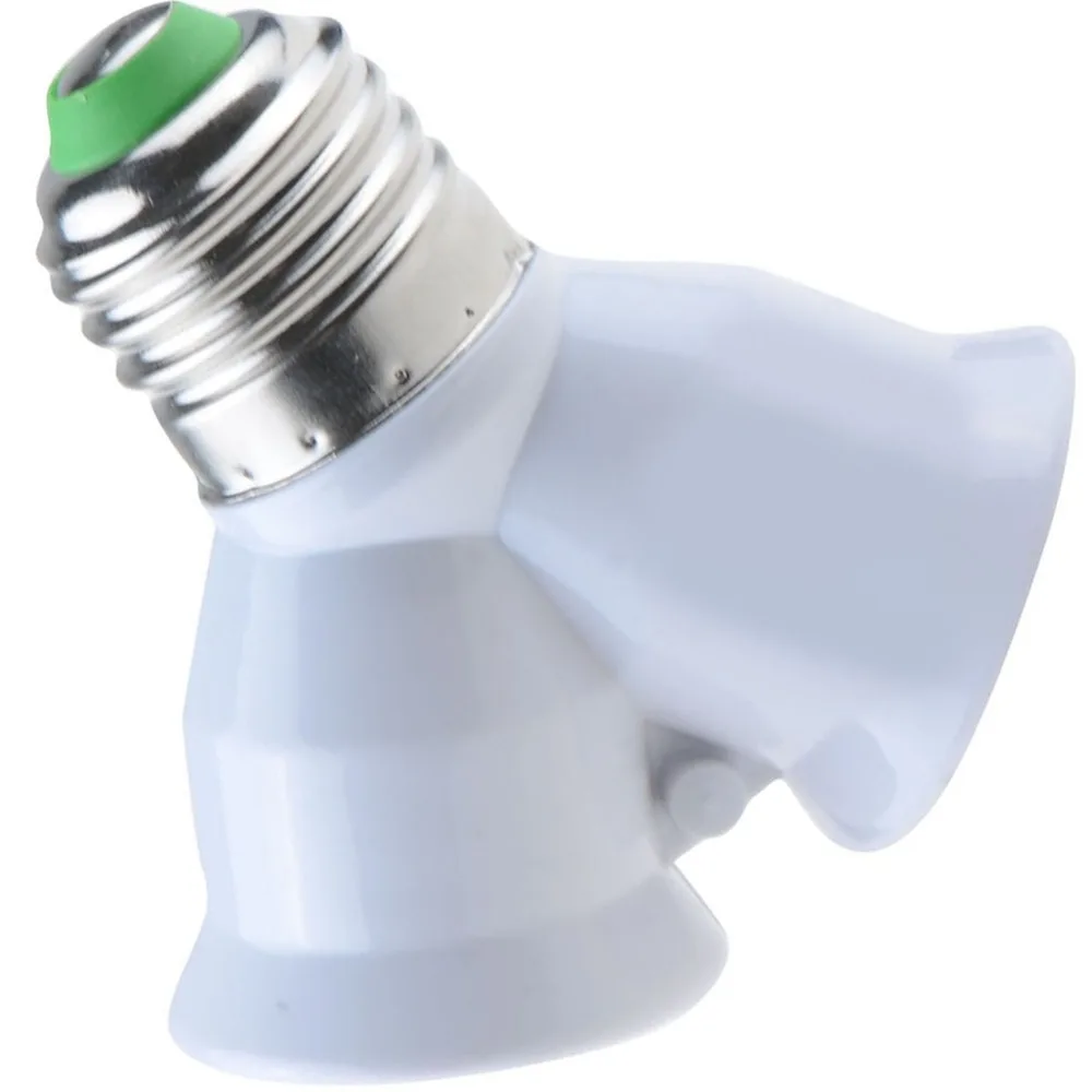 

E27 to 2xE27 1 to 2 Y Shape LED Halogen CFL Bulb Base Light Lamp Splitter Split Adapter Converter Socket Extend