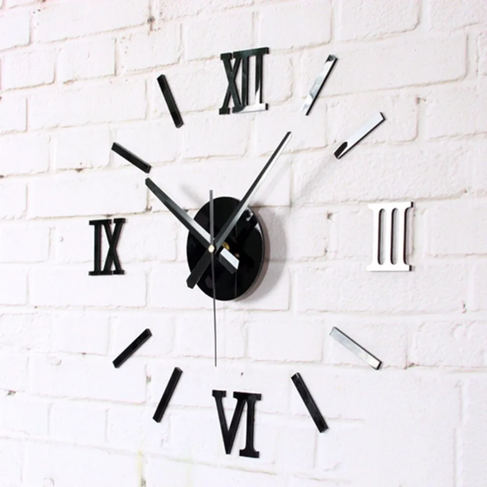 

Home Decoration Meters Large Roman Numerals Affixed Mirror Fashion Personality Diy Creative Living Room Wall Clock Watch