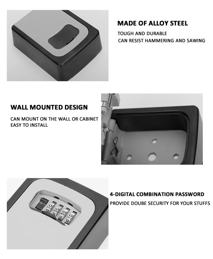 Настенный запасной ключи Сейф Коробка для хранения с 4 цифры комбинации паролем офис Металл Скрытая ключ футляр с секретным кодом