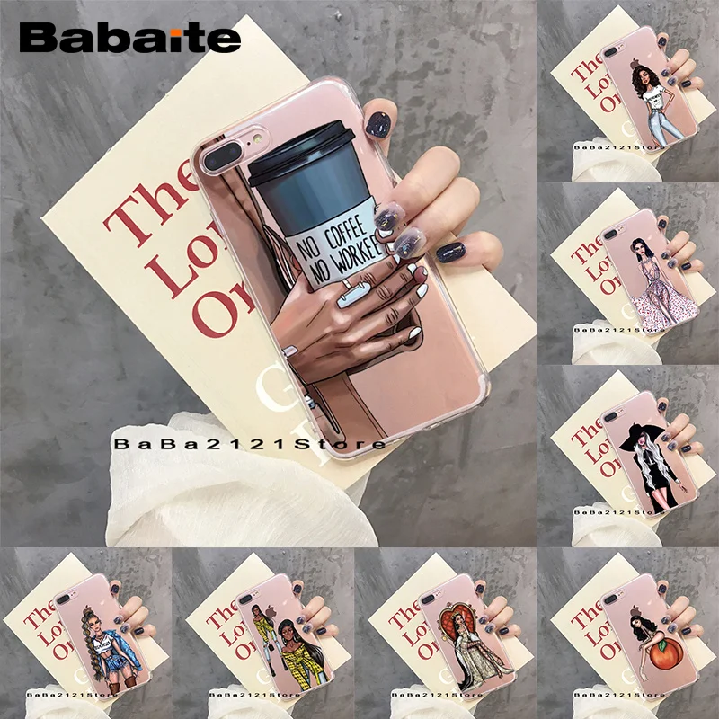 

EXCLUSIVE HOMEMADE Babaite VOGUE fashion lady Transparent Hollow phone case for iphoneX XS XR XSMax 6 6s 7 8 Plus coque