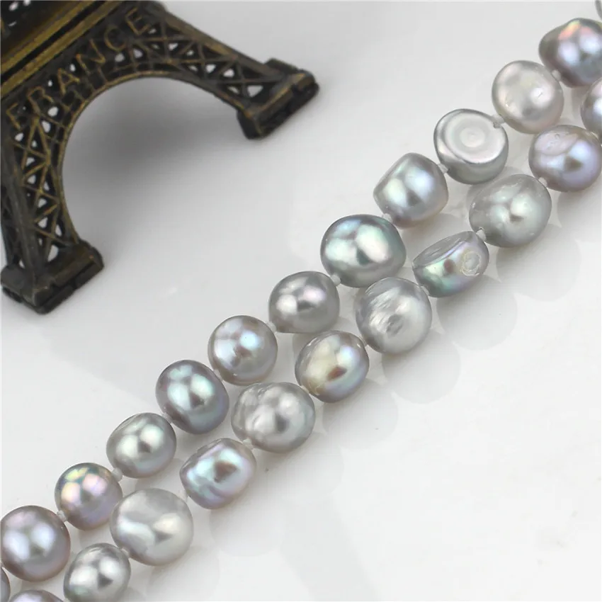 SNH New Natural pearl Jewelry necklace Handmade genuine pearl 160cm grey Women's wedding Gift Fine Jewelry