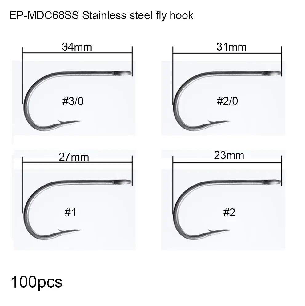 EP-MDC68SS Eupheng, 100 шт., нержавеющая сталь, в соленой воде, для ловли нахлыстом, крючок для рыбалки, Сабики, Nymph Shirmp, мокрый, Кадис, нахлыст, черный, никель, новинка - Цвет: EP-MDC68SS