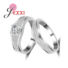 JEXXI 925 Sterling Silver True Love Promise Ring Sets AAA Zircon White Topaz Paved Women Finger Accessories Jewelry Rings