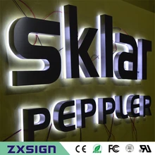 Открытый водонепроницаемый нержавеющей стали с подсветкой письма магазин знаки, halo Горит светодиодный вывески, сзади горят металлические вывески