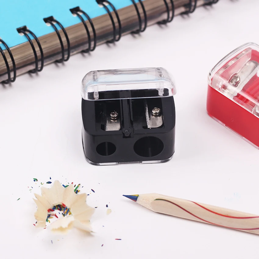 

1PC/lot Creative Double Holes Practical Type Plastic Pencil Sharpener Cutter Knife for Women and Kids Office School Supplies