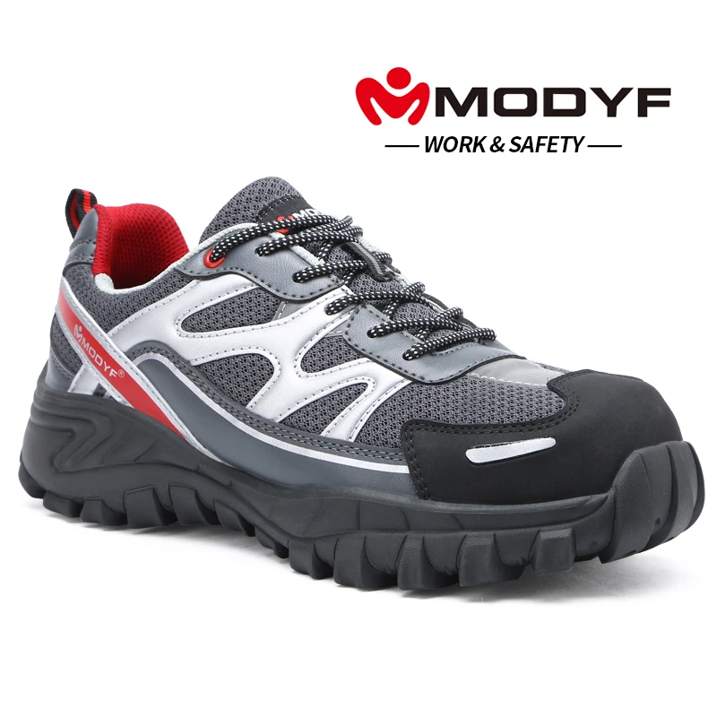 

MODYF Men Steel Toe Cap Work Safety Shoe Genuine Leather Casual Anti-kick Footwear Outdoor Puncture Proof Sneaker