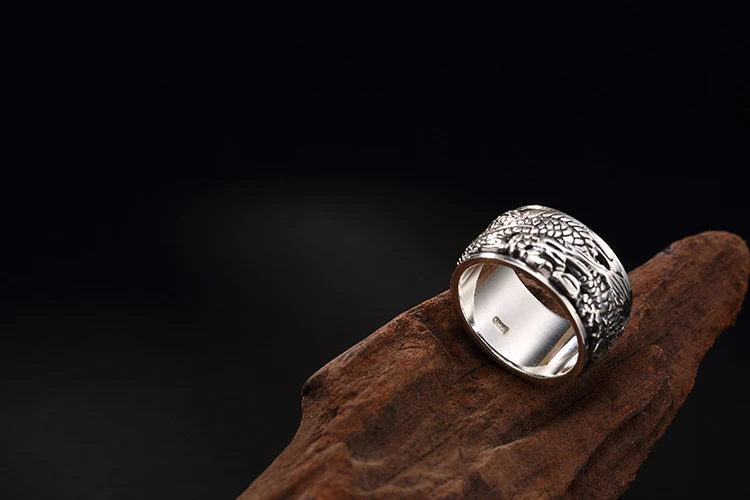 S925 Стерлинговое Серебро, изысканный тотем, властный рок, тайское серебряное кольцо, вращающийся дракон, мужское кольцо, лучшее ювелирное изделие, подарок для любимой