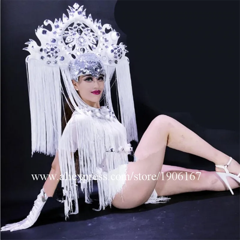 Nightclubs DS White Christmas Antlers Queen Costumes Christmas Party Costumes2