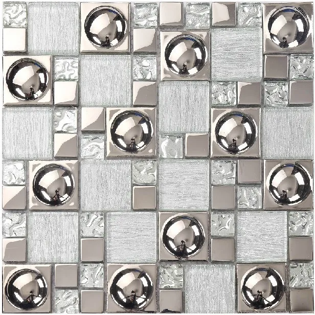 Kitchen Backsplash Wall Art Metal Decoration silver glass tile backsplash kitchen ideas bathroom mirror tiles shower wall decor mosaic sheet metal coating fireplace tiles