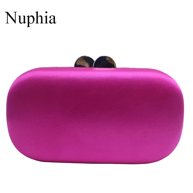 Caixa de Cetim de Seda Bolsas de Noite e Bolsas de Embreagem para Feminino Nuphia Nova Forma Oval Embraiagens Preto Marinho