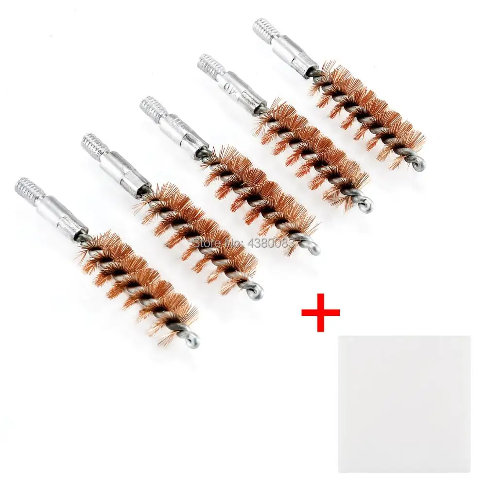 5 X Bronze Bristle Bore Cleaning Short Brush .40 Cal 8x32 Thread with
