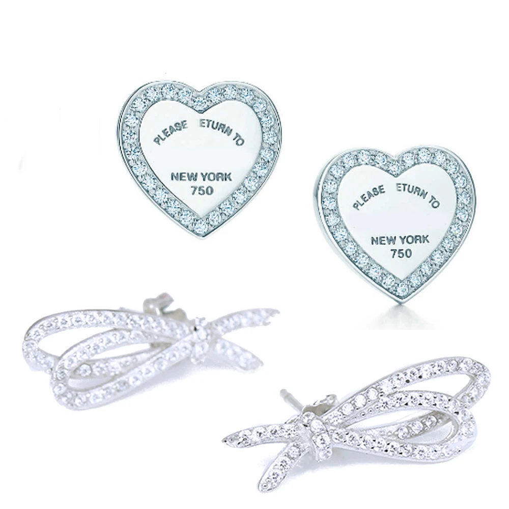 

Kaliyah 100% 925 1:1 Brand New Genuine Heart -in -form Silver Earring Esterline Embroidery Earring Ladies Jewelry