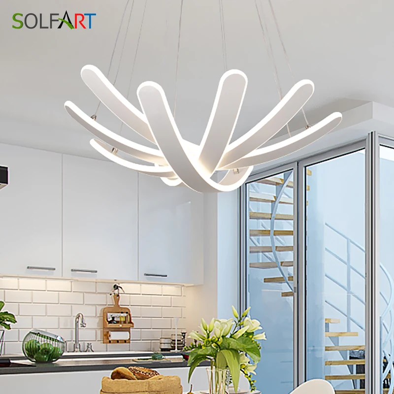 Светодиодная лампа SOLFART современные люстры с затемнением белые подвески абажур