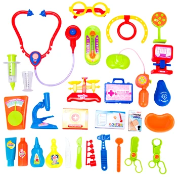 

30Pcs Doctor Kits Nurse Tool Toy in a Carry Box Kid Role Play Pretend Game Stethoscope Prop Educational Toys Gift