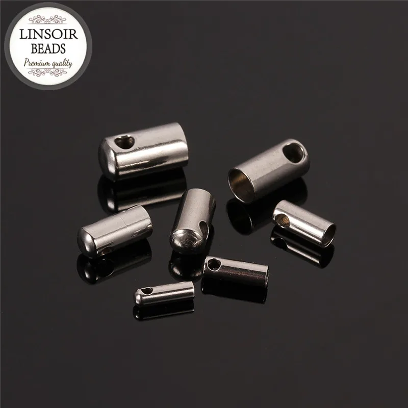 

20pcs/lot 1.5/2.0/2.5/3.0/3.5/4.0/4.5MM Inner Size Stainless Steel Tassel Caps End Caps Fitting Leather Cord Jewelry Diy F2206