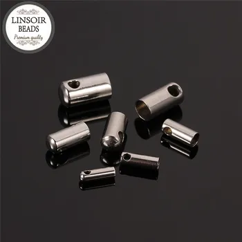 

LINSOIR 30pcs/lot Stainless Steel End Caps End Clasps Fit 1.5/2/2.5/3/3.5/4/4.5mm Leather Cord Connectors For Jewelry Making Diy