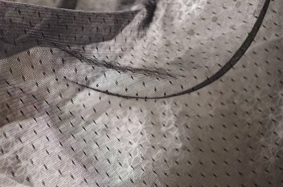 

black tulle fabric, mesh fabric with dots, ws1016H