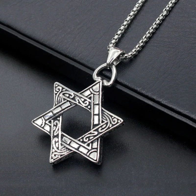 

fashion 316L silver stainless steel Star of David necklace pendant jewish magen david Hexagram necklace for unisex jewelry