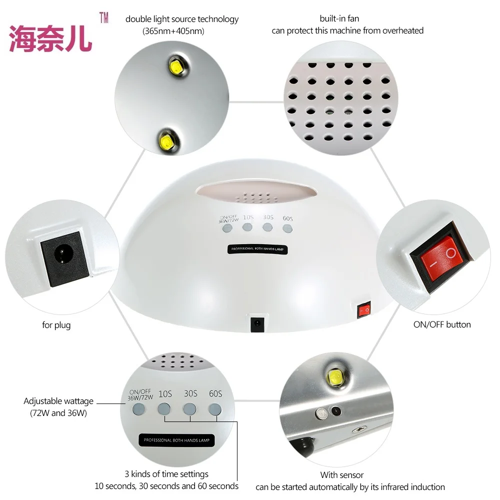 2018Hot продажи Профессиональная УФ-светодиодный светильник 36W72W SUNUV Сушилка для ногтей Nail Книги по искусству Гель-лак отверждения машины маникюр лампа для ногтей салон