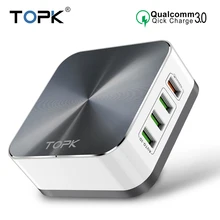 TOPK 8-Port Quick Charge 3.0 USB Charger EU US UK AU Plug Desktop Fast Phone Charger Adapter for iPhone Samsung Xiaomi Huawe