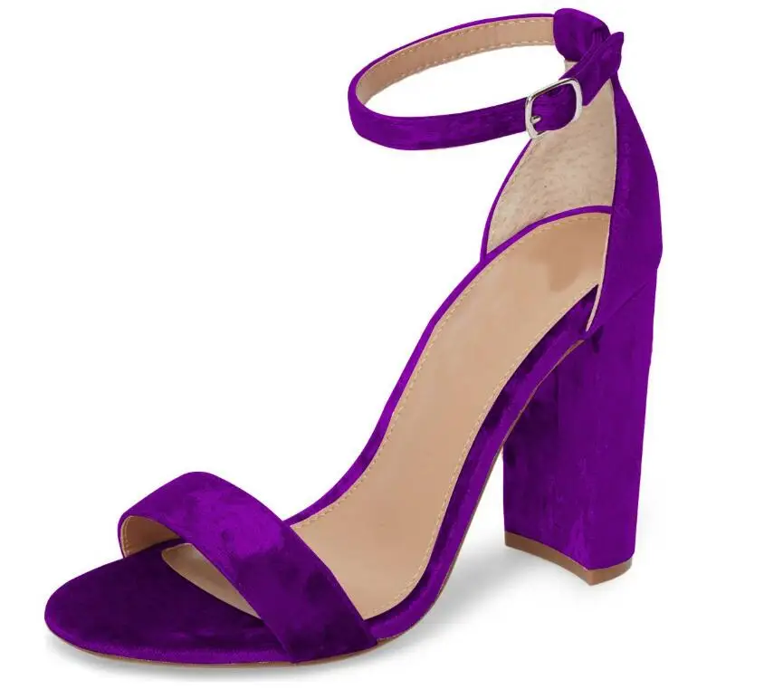 LOVIRS/женские босоножки на высоком массивном каблуке с открытым носком и закрытой пяткой; Модные Классические босоножки с ремешком на щиколотке для отдыха; модельные туфли - Цвет: Purple