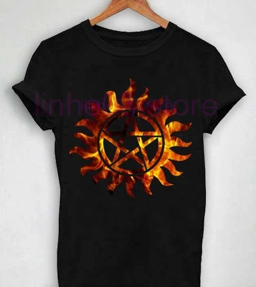 

Unisex Premium Supernatural Logo Fire Flower Tshirt T-shirt Round Neck Short-Sleeve T-Shirt Top Fashion T-Shirt Top