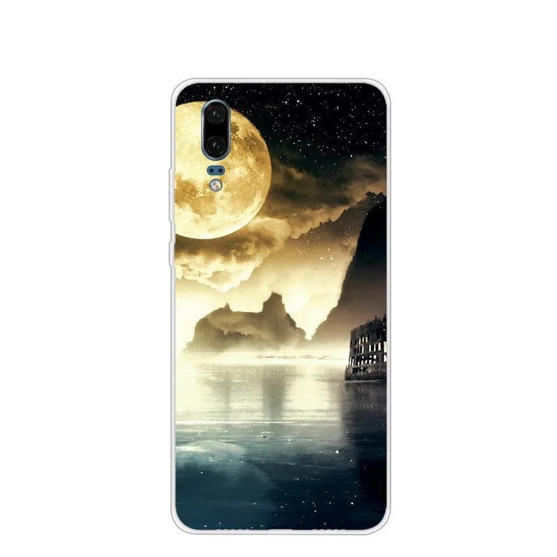 DULCII симпатичный чехол для телефона huawei P20 случаях шаблон печати ТПУ Защита Назад