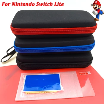 

Mini Portable Storage Bag for Nintendo Switch Lite Hard Case for Switch Lite Console Travel Cover game Accessorie+Tempered Glass