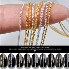 

9 Styles Gold Silver Metal Beads Chains 50cm Long 3D Nail Art Charms Jewelry Decorations DIY Pendants Accessories Manicure Tools