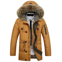 Kuyomens männer daunenjacken herren marke starke warme pelzkragen mit kapuze Ente Daunenmantel Männlichen Casual Winterjacke Männer chaqueta hombre