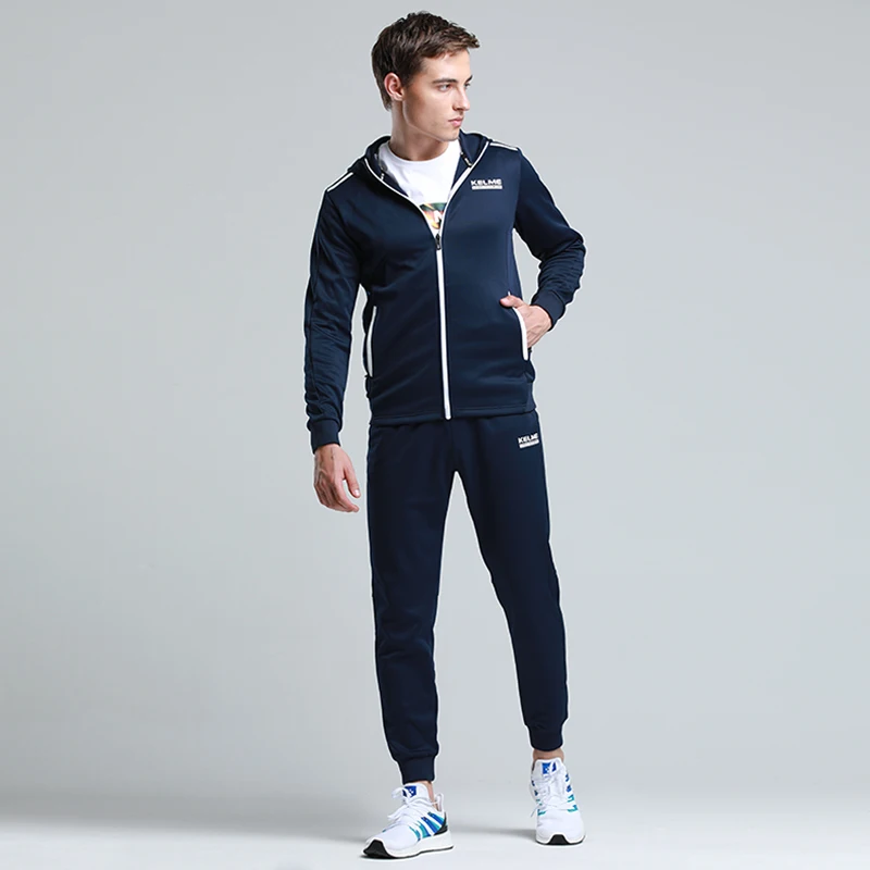 

KELME Men's Running Jogging Suit Sportswear Fitness Leisure Tracksuits Woven Hoodie Warm Suits 3981513