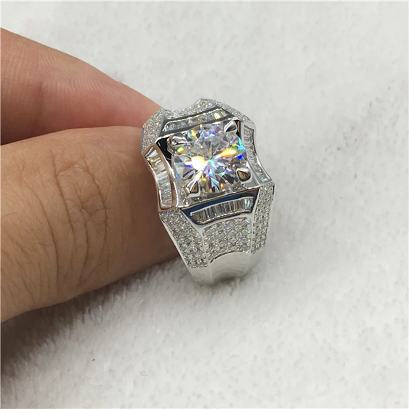 18K 750Au золото Moissanite алмазное мужское кольцо D Цвет VVS с национальным