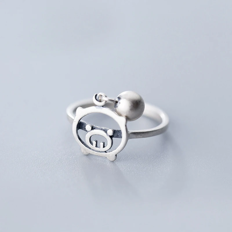 

MloveAcc Hot Sale 100% 925 Sterling Silver Vintage Cute Pig Female Rings for Women Sterling Silver Jewelry Gift