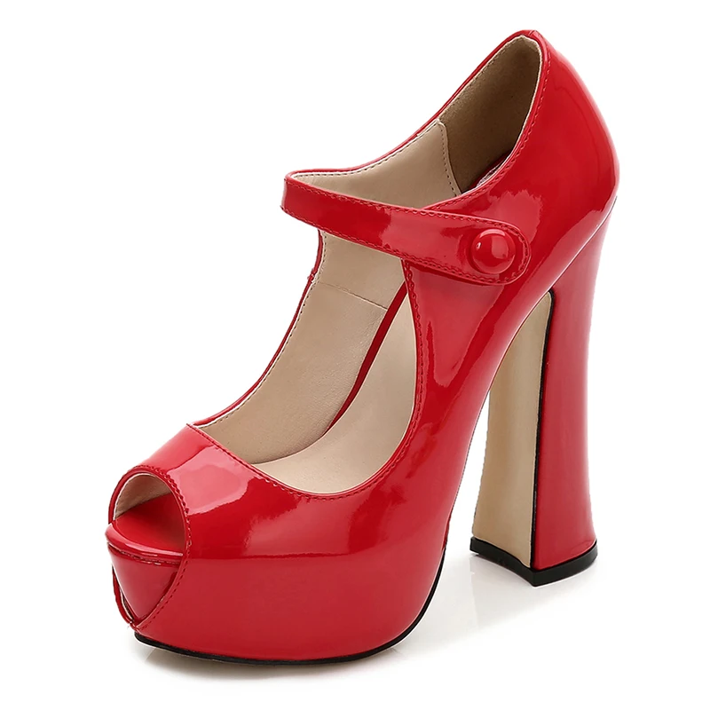 MAIERNISI/кожаные женские туфли-лодочки; обувь на платформе и высоком каблуке; женские вечерние туфли с открытым носком; элегантные женские туфли-лодочки - Цвет: leather red