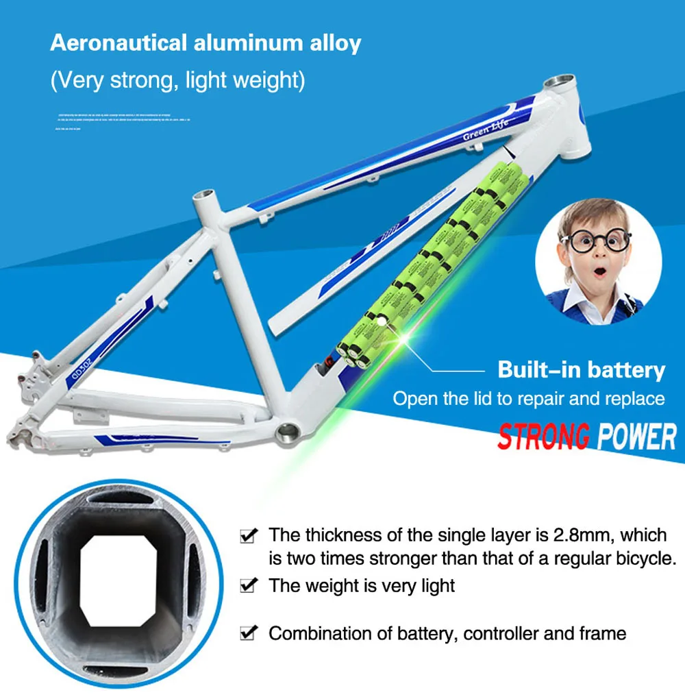 Clearance 26 inches Hidden Battery Electric Bicycle, 48V 250W 8.7A battery three blades wheel Aluminum Alloy Disc Brake 21 Speed e MTB 5