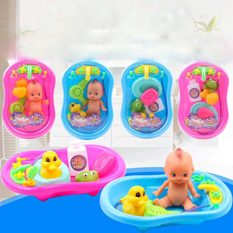 

Cute Doll Accessories Baby Born Bath Toys Bathroom Bathtub Furniture Set For Dolls Bathing Decor Bath Tub Toys for Kids Gift