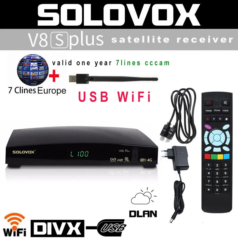 

SOLOVOX V8S Plus DVB-S2 Digital Satellite TV receiver support USB wifi Youtube Powervu DRE Biss key CCCAM NEWCAMD HDCAM v6s h96